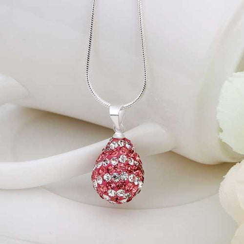 Shamballa necklace men silver grain pink bisuteria joias ELY