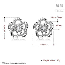 silver 925 earings Hollow double flower stud brinco jewelry ELY