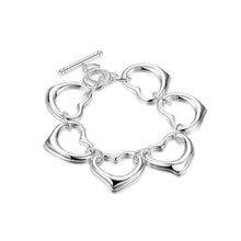 silver charm bracelet Five square hollow heart pulseras mujer collier plastron femme HBH 2 ELY