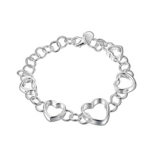 silver charm bracelet Five square hollow heart pulseras mujer collier plastron femme HBH 2 ELY