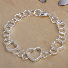 silver charm bracelet Five square hollow heart pulseras mujer collier plastron femme HBH 2 ELY