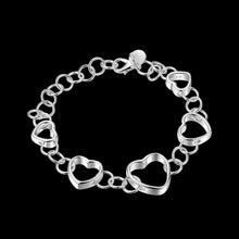 silver charm bracelet Five square hollow heart pulseras mujer collier plastron femme HBH 2 ELY