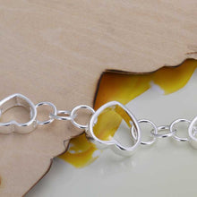 silver charm bracelet Five square hollow heart pulseras mujer collier plastron femme HBH 2 ELY