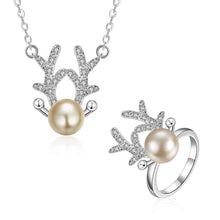 silver jewelry sets Antler Necklace+Ring+Earrings Sets wedding jewelry 6 ELY