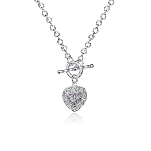 silver necklace women Purple Stone Heart perfume women jewellery2 4 ELY