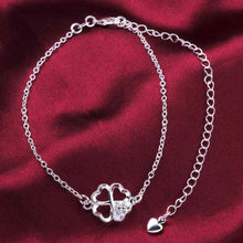 silver plated anklet Clover white leg bracelet Personalized SMTA 3 ELY