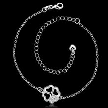 silver plated anklet Clover white leg bracelet Personalized SMTA 3 ELY