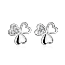 silver plated earings Cute Zircon Heart stud orecchini Elegant ELY