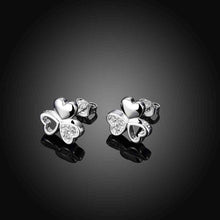 silver plated earings Cute Zircon Heart stud orecchini Elegant ELY