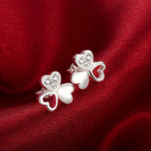 silver plated earings Cute Zircon Heart stud orecchini Elegant ELY