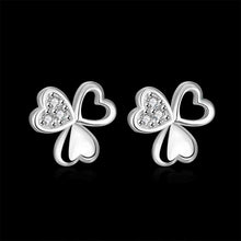 silver plated earings Cute Zircon Heart stud orecchini Elegant ELY