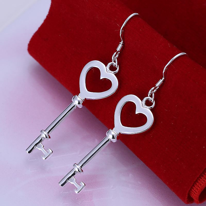 silver plated jewelry earring Heart Shaped Spoon drop pendientes sport ELY