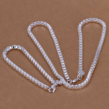 silver plated jewelry set Round Grid Necklae&Bracelet Sets charm 34 ELY