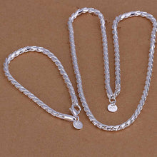 silver plated jewelry set Round Grid Necklae&Bracelet Sets charm 34 ELY