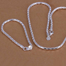 silver plated jewelry set Round Grid Necklae&Bracelet Sets charm 34 ELY