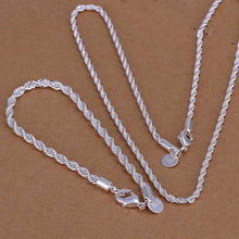 silver plated jewelry set Round Grid Necklae&Bracelet Sets charm 34 ELY