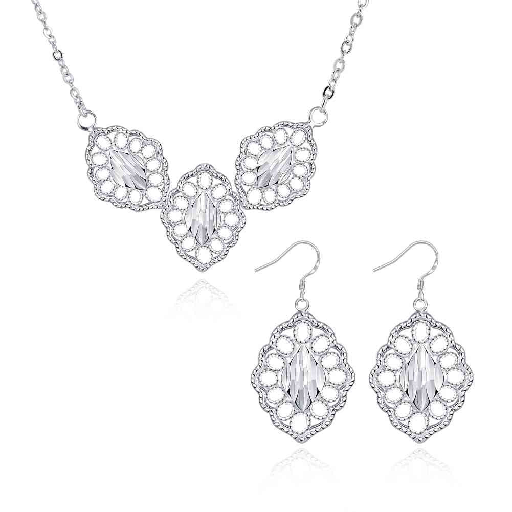 silver plated jewelry sets Prismatic necklace + earrings african jewelry set Personalized 92 ELY