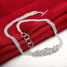 silver plated pendant necklace Six Line Gloss Bead collares143 ELY