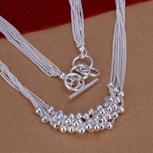 silver plated pendant necklace Six Line Gloss Bead collares143 ELY