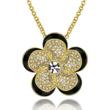 18k gold plated collar necklace black side yellow flower collier Factory ELY