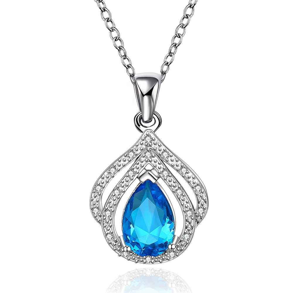 choker necklace sapphire jewelry heart sky blue colar vintage FBLN 16 ELY