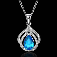 choker necklace sapphire jewelry heart sky blue colar vintage FBLN 16 ELY