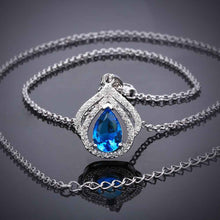 choker necklace sapphire jewelry heart sky blue colar vintage FBLN 16 ELY
