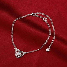 silver plated bracelet anklets Heart set crystal ankle bracelet bone ELY