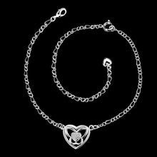silver plated bracelet anklets Heart set crystal ankle bracelet bone ELY