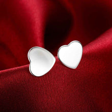 silver plated earrings Heart Tag stud brinco floating charms 1 ELY