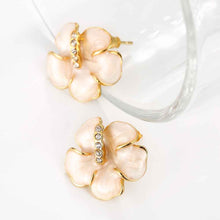 18K Gold Plated earrings pink flower stud earrings pendientes bear Hand Madeball 81 ELY