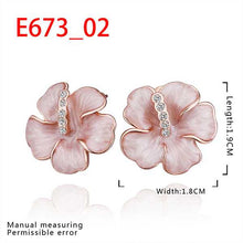 18K Gold Plated earrings pink flower stud earrings pendientes bear Hand Madeball 81 ELY