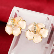 18K Gold Plated earrings pink flower stud earrings pendientes bear Hand Madeball 81 ELY