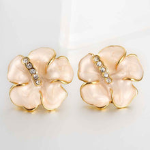 18K Gold Plated earrings pink flower stud earrings pendientes bear Hand Madeball 81 ELY