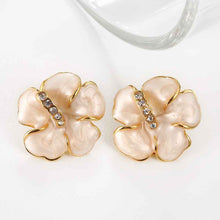 18K Gold Plated earrings pink flower stud earrings pendientes bear Hand Madeball 81 ELY