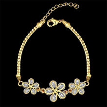 18k gold plated bracelet charms Flower inlaid crystal bracelet girl Hand Madeball HBB 5 ELY