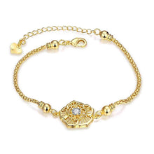 18k gold plated bracelet charms Flower inlaid crystal bracelet girl Hand Madeball HBB 5 ELY