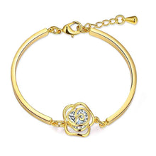 18k gold plated bracelet charms Flower inlaid crystal bracelet girl Hand Madeball HBB 5 ELY