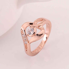 18k gold plated engagement ring heart with rose color anel feminino bijoux226 ELY