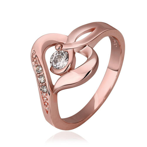 18k gold plated engagement ring heart with rose color anel feminino bijoux226 ELY
