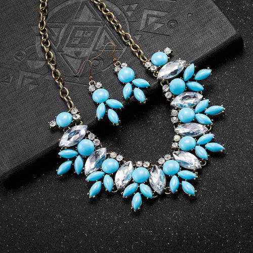 jewelry sets Four fall Pearl Necklace + Earrings african jewelry set collier plastron femme171 ELY