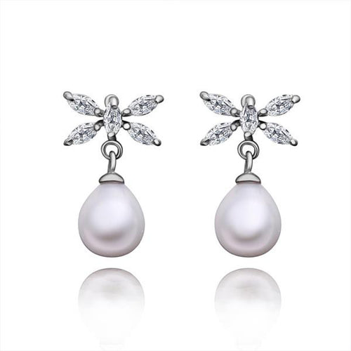silver earings beads imitation pearl stud cufflinks bijoux 264 ELY