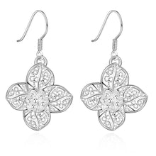 silver earring Flower drop brinco wedding 682 ELY