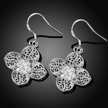 silver earring Flower drop brinco wedding 682 ELY