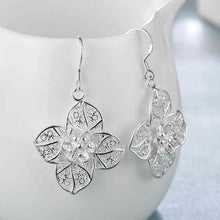 silver earring Flower drop brinco wedding 682 ELY