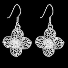 silver earring Flower drop brinco wedding 682 ELY