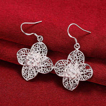 silver earring Flower drop brinco wedding 682 ELY