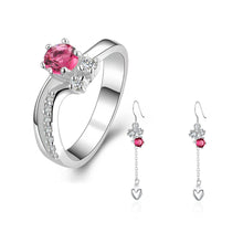 silver jewelry set red drop heart R+E african jewelry set wedding jewelry 5 ELY