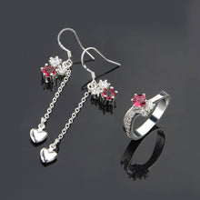 silver jewelry set red drop heart R+E african jewelry set wedding jewelry 5 ELY