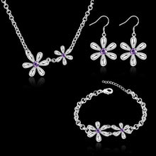 silver jewelry sets Star crystal necklace + earrings + bracelet african jewelry set ruby jewelry 27 ELY